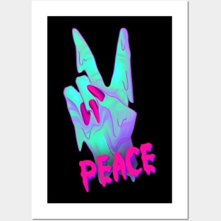 cyberpunk peace sign Posters and Art